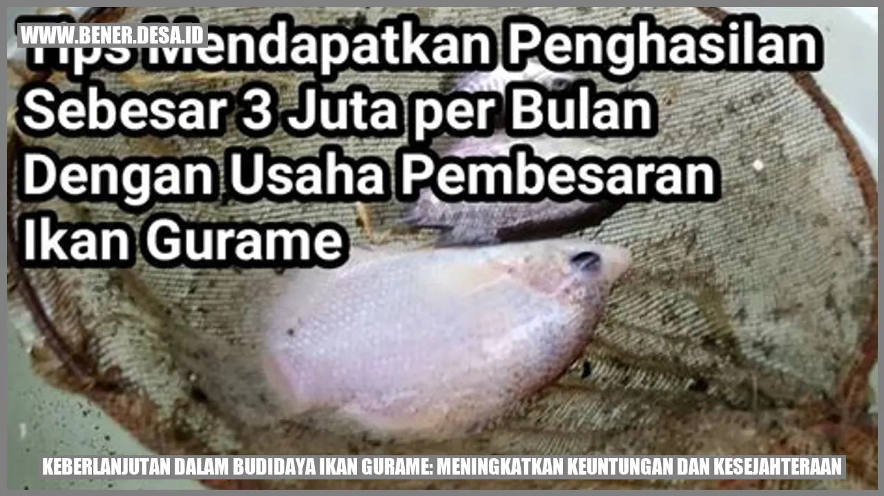 Keberlanjutan dalam Budidaya Ikan Gurame: Meningkatkan Keuntungan dan Kesejahteraan